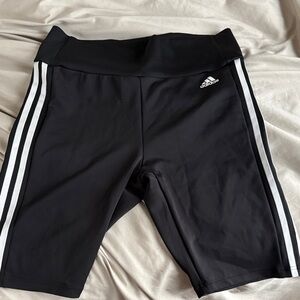 adidas Black Bike Shorts with White Side Stripes and Logo